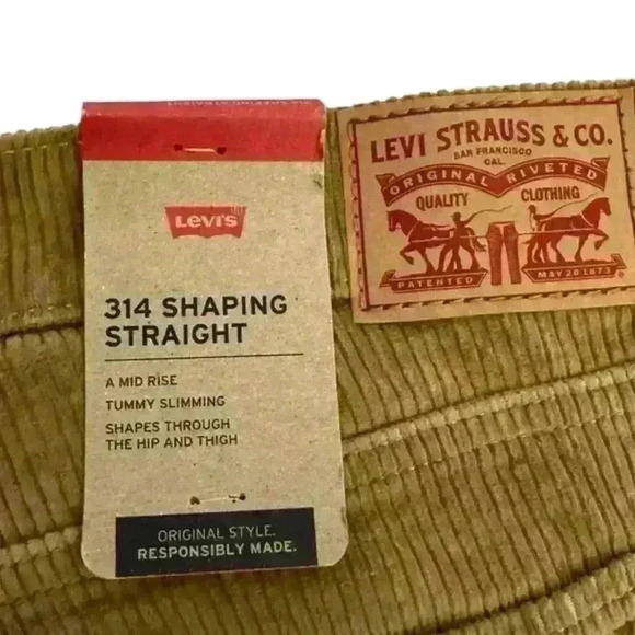 Levi's 314 Women's Size 32 x 30 Tan Mid-Rise Shaping Straight Corduroy Jeans NEW - Picture 1 of 11